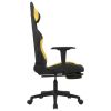 Massage Gaming Chair with Footrest Black and Yellow Fabric