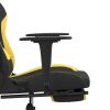 Massage Gaming Chair with Footrest Black and Yellow Fabric