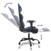 Massage Gaming Chair with Footrest Black&Blue Faux Leather