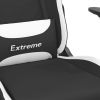 Massage Gaming Chair with Footrest Black and White Fabric