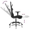 Gaming Chair with Footrest Black and White Fabric