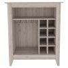 Future Bar Cabinet, Six Built-in Wine Rack, One Open Drawer, One Open Shelf, Carbon Espresso